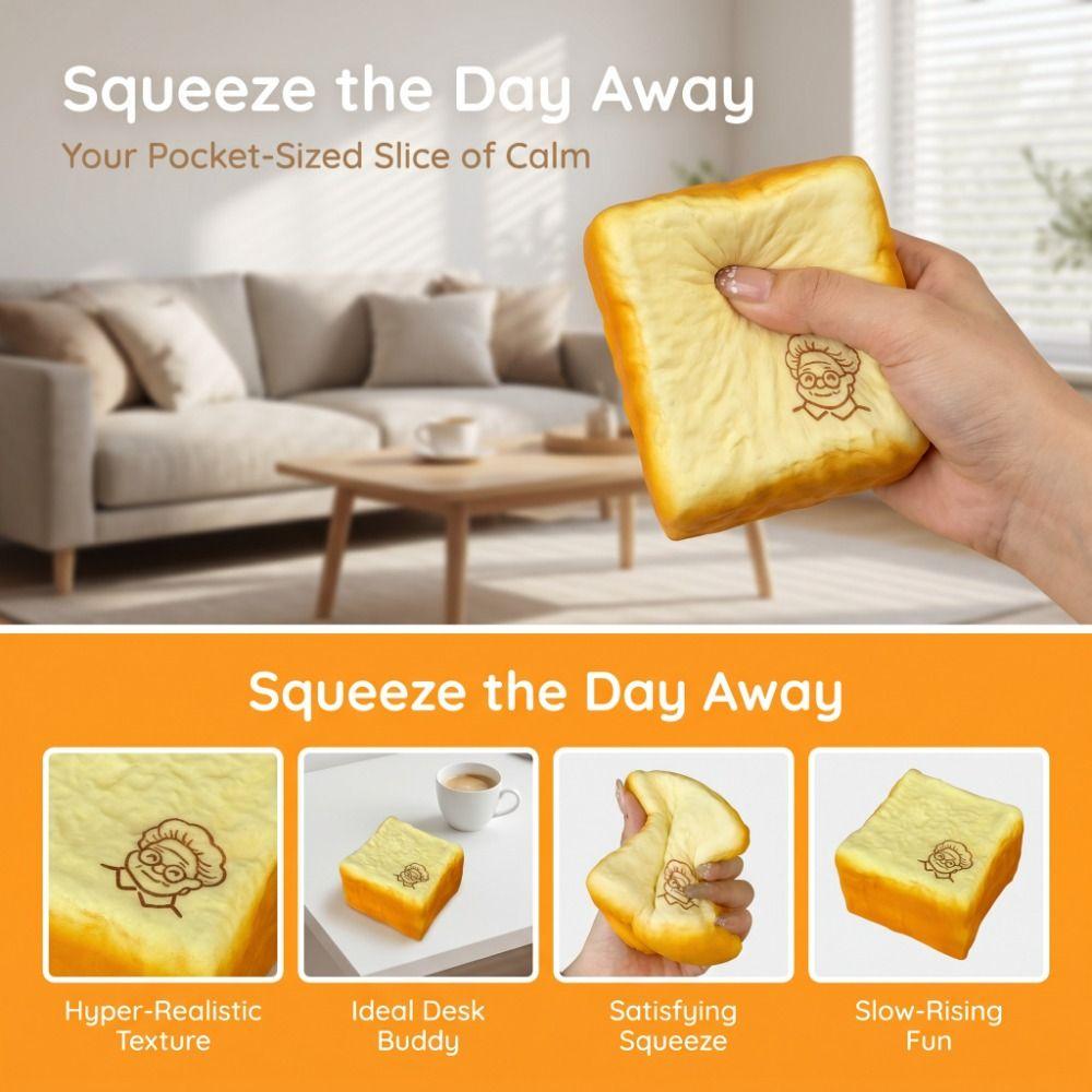 Moist Thick Grandma Toast Squishy Toy Slow Rising Sensory Fidget Toy Adults