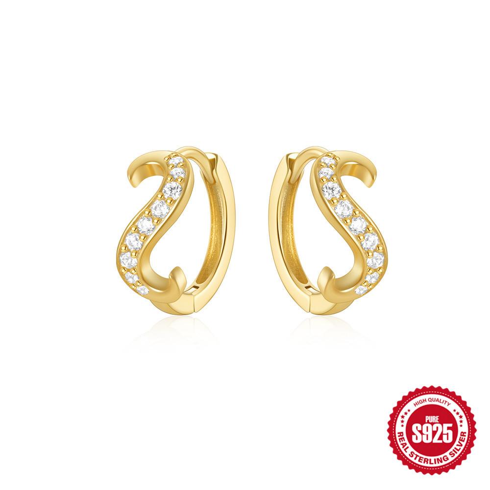 Модные серьги-капли из стерлингового серебра 925 пробы с бриллиантами для повседневной носки, простые серьги-твисты с бриллиантами, серьги, серьги, женские