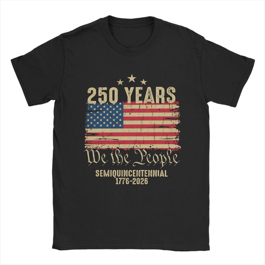 Unisexs TShirts 250 Years American Flag Novelty Pure Cotton Tees Short Sleeve T Shirt Round Collar Clothes Summer
