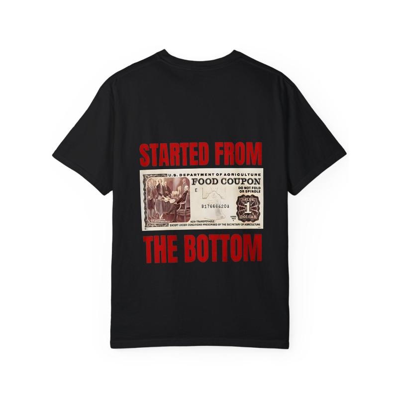 Белая футболка с принтом купона на еду и надписью Started From The Bottom для повседневной носки