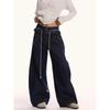 0123Start Waist-Stitched Flared Hem Jeans Unisex Loose American Retro Baggy Scimitar Pants Trendy