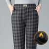 Women's Winter Pants Warm Loose Casual Pants Large Size Lace-up Pants Thickened Plaid Pants