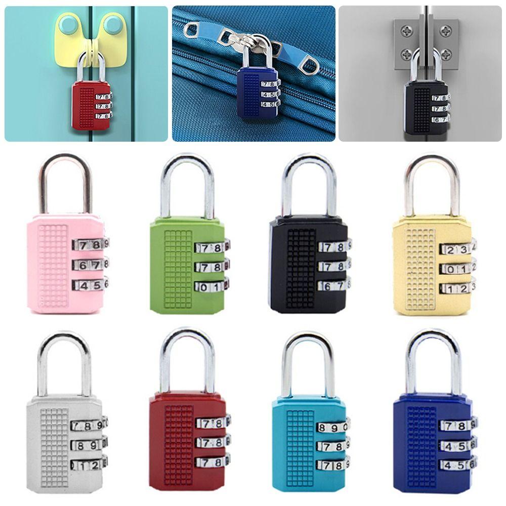 Lock 3 Dial Digit Password Lock Dormitory Cabinet Lock Backpack Zipper Lock Luggage Padlock