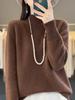 Women's 100% Pure Wool Thickened Long Sleeve Sweater - Zeng Li Style, Half-High Neck, Loose Base Layer for Autumn/Winter 2025