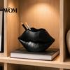 Modern Home Office Decor Lip Shaped Storage Holder, 3D Printed Red Sculpture Vase, Artistic Desktop Organizer for Makeup Brushes Pens, Romantic