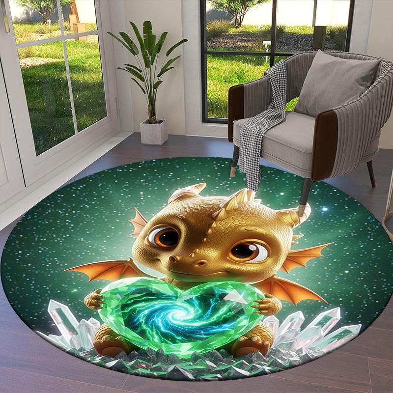 LovingDragon Круглый ковер, Ковер для гостиной, спальни, дивана, игровой комнаты, Декор, Нескользящий коврик для пола