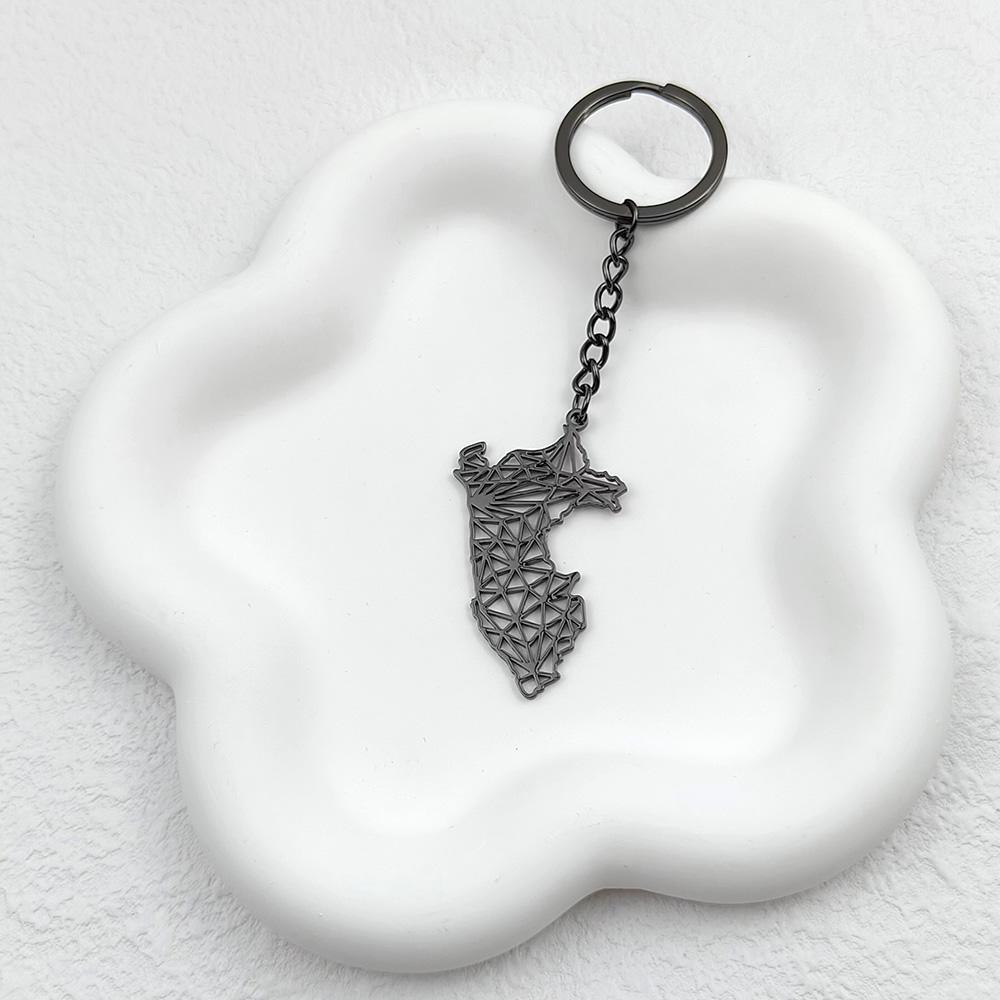 Stainless Steel Peru Map Keychain Maps Pendant Key Chains Ring for Women Men Car Accessories Jewelry Party Gifts Wholesale