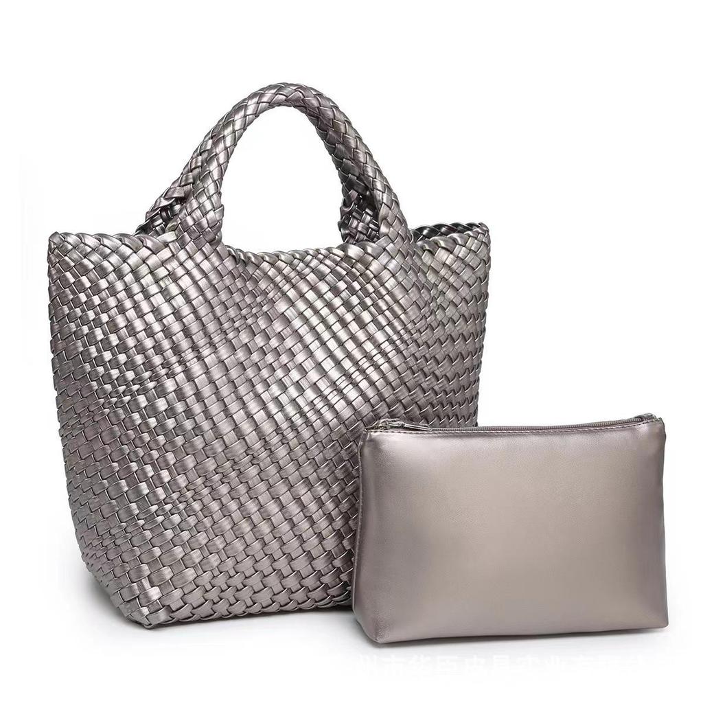 Женская большая модная плетеная сумка-тоут - Универсальная двухручная сумка-шоппер «мать-ребенок»