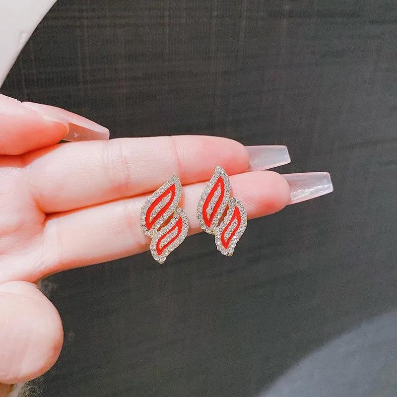 Серьги-гвоздики в форме листа со стразами для женщин, черные, белые, геометрические, ювелирные аксессуары