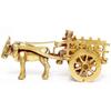 Brass Vintage Bullock Cart with Farmer Decorative Showpiece | Home Decor, Yellow (Size H-6cms X L-5cms B-11cms)