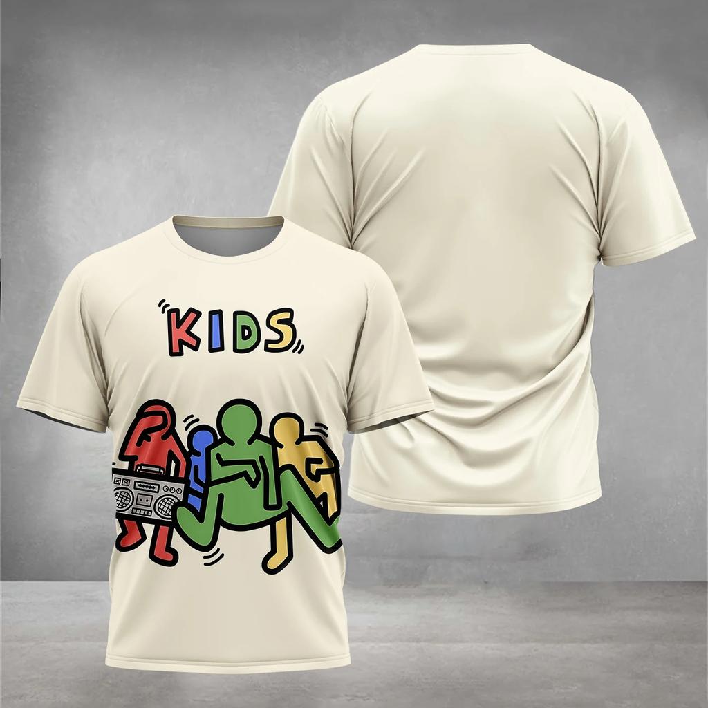 Детская 3D-печать Кейта Харингса Детская одежда от 5 до 14 лет Мужская футболка для мальчиков и девочек Детские рубашки