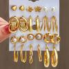 6 Pairs Boho Big Circle Hoop Earring Set for Women Gold Color Bohemia Vintage Zircon Zircon Gifts