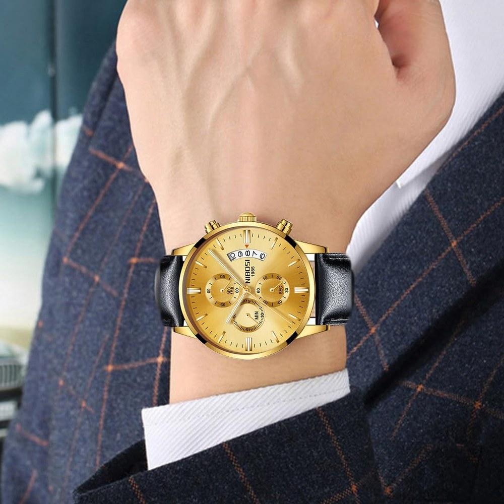NIBOSI Men's Big Face Chronograph Quartz Watch