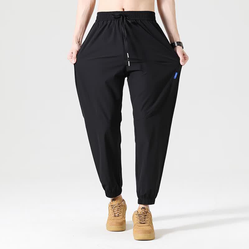 Мужские укороченные повседневные спортивные брюки зауженного кроя из ледяного шелка