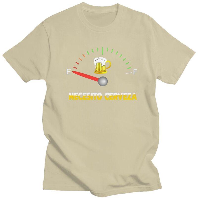 Мужская футболка с надписью Custom Necesito Cerveza I Need Beer, с коротким рукавом, из чистого хлопка, повседневная, модная