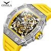Top Brand New Fashion Full Diamond Automatic Mechanical Watch Men's Silicone Tape Waterproof Luminous Wrist Watch