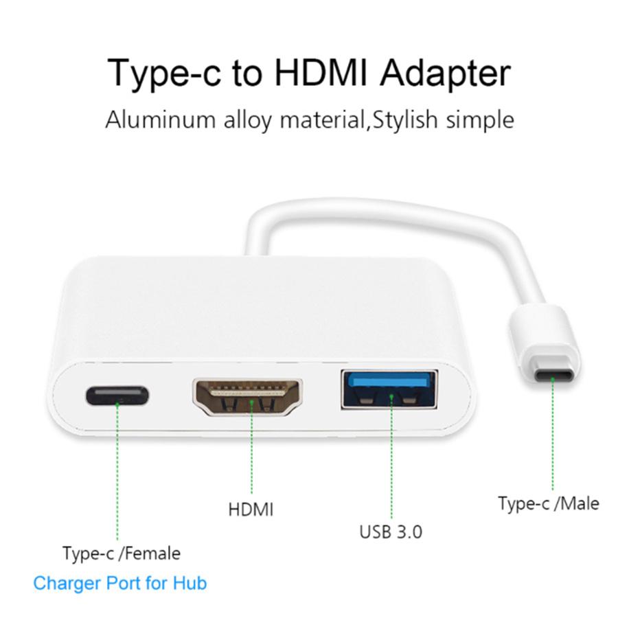 Цифровой AV-мультипортовый адаптер USB-C с USB-портом Белый Прочный Для Apple