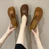 2025 Spring New Casual Flat Single Shoes Soft Leather Doudou Shoes One Pedal Retro Style Lazy Shoes Middle-aged and Elderly Shoes