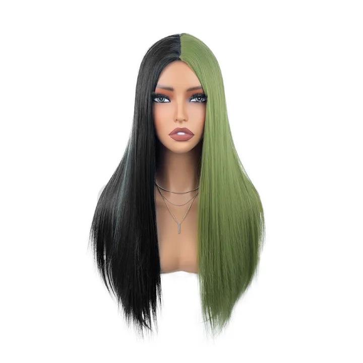 Europe America Africa Middle East Black Long Straight Wig Set Daily Fashion Wigs Exotic Style