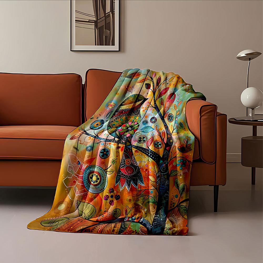 Colorful Abstract Bird Design for all seasons blanket lunch break throw gift