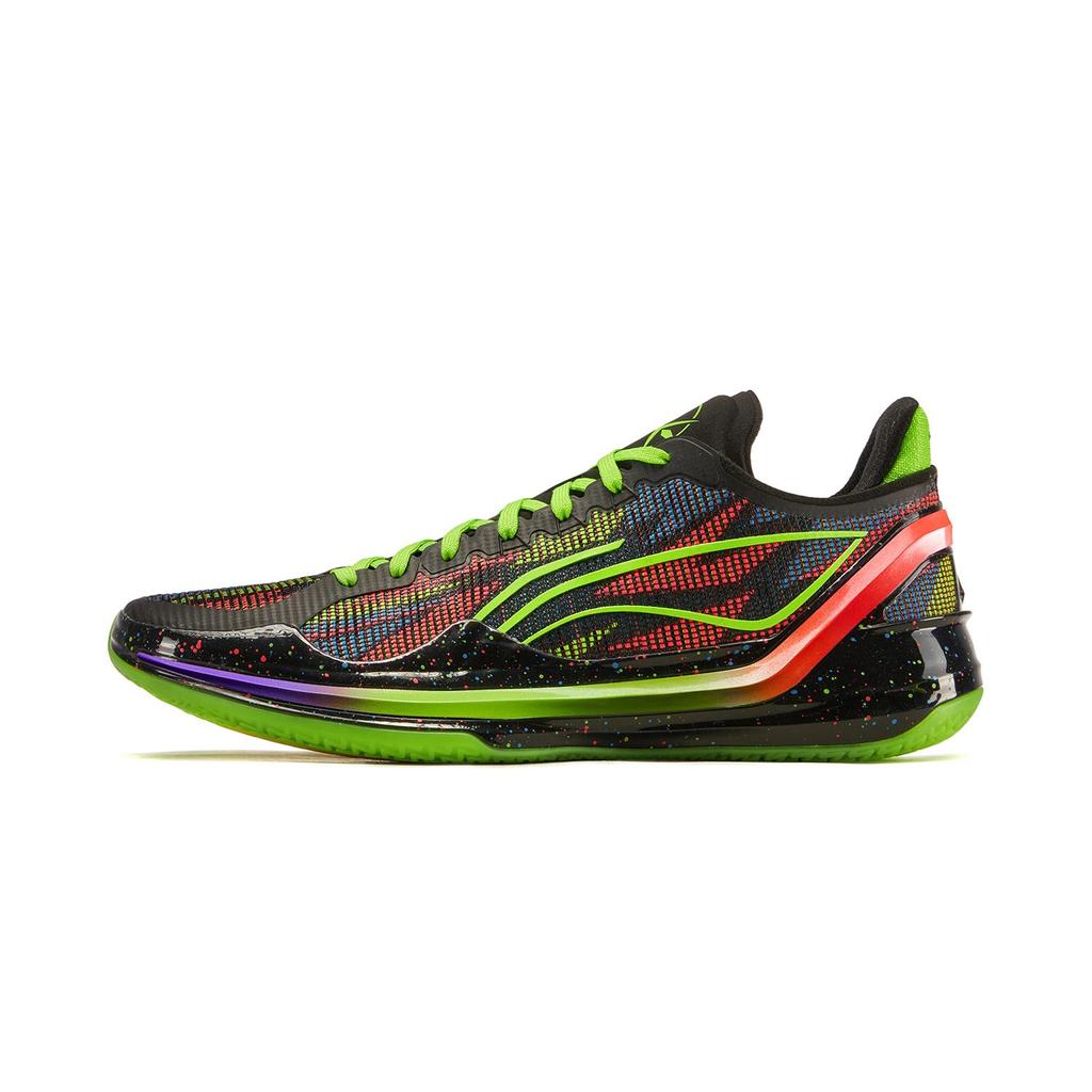 Li Ning Liren 4 V2 Замкнутый Художник Низкие Баскетбольные Кроссовки Мужские Неоновый Зеленый Красный ABAU037-11