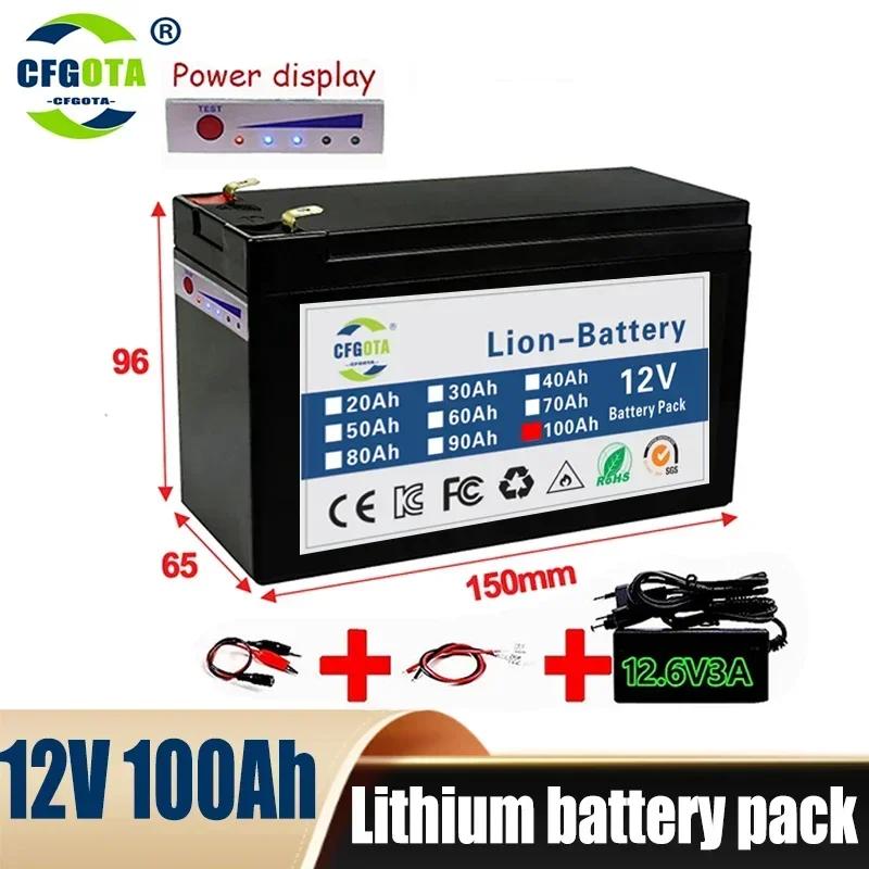 NEW Sprayers 12V 60Ah Built-In High Current 30A BMS 18650 Lithium Battery Pack For Electric Vehicle Batterie 12.6V Charger
