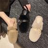 Fashion New Fashion Fur Shoes Ladies Slippers Low Cover Toe Platform Flock Luxury Slides Slippers Women Plush Flats Designer Soft Basic