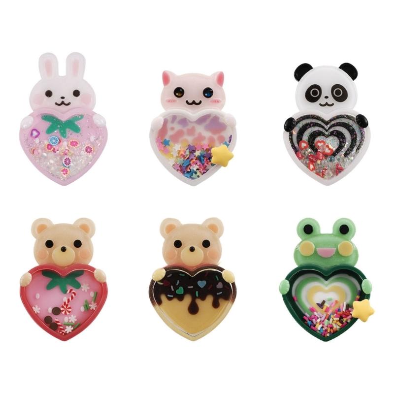 Crystal Resin Animal Molds Adorable Shaker Pendants Silicone Moulds with Cute Bear and Heart Shape