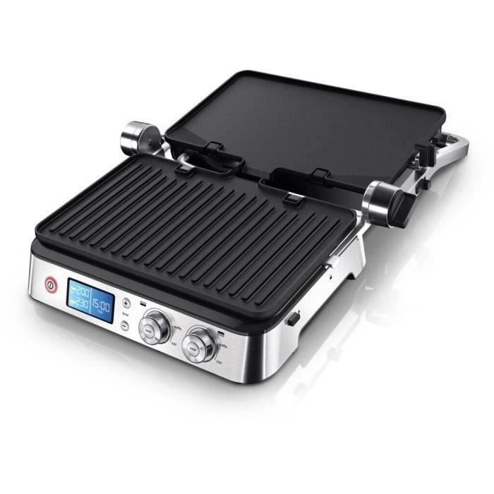 Grill multifonctions - braun - multi pro 9 - 2000 w - 3 positions de chauffe - noir / acier