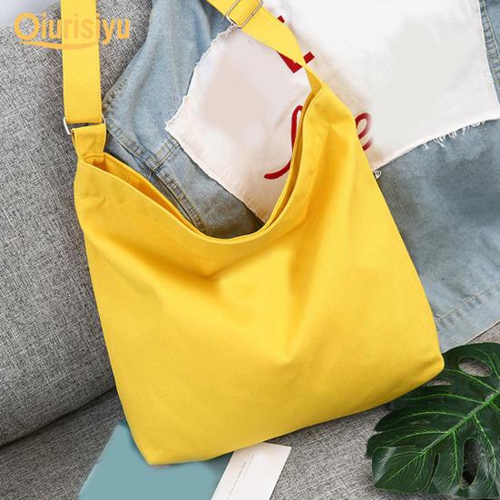 Женская однотонная холщовая сумка на плечо