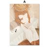Девушка Книга Кошка Лист Иллюстрация Настенная Живопись Холст Картина Абстрактные Плакаты и Принты Гостиничный Бар Настенные Картины Для Декора Гостиной