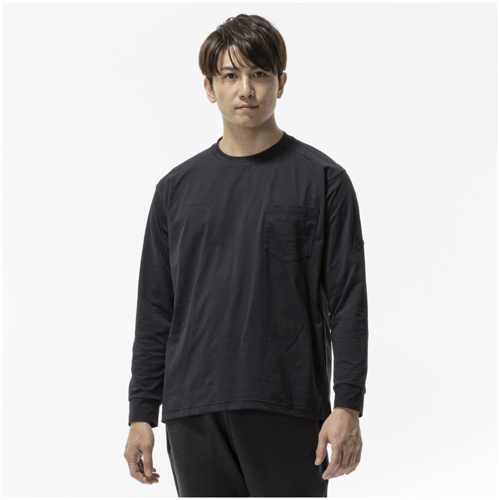 MIZUNO Release Point Long Size Black Baseball/Softball T-Shirt, 12JADT53, 2XO,