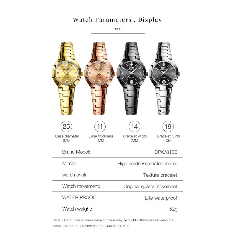 OPK Couple Watch Classic Fashion Waterproof Glow Quartz Watch Band Luxury Date Week Men's and Women's Couple Watches