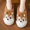 Winter Unisex Cartoon Squirrel Warm Plush Slippers Couple Indoor Non-slip House Slides Men and Women Toe Wrap Home Cotton Shoes