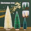 Mini Christmas Tree Sisal Snow Frost Artificial Pine Tree with Wooden Base Small Bottle Brush Tree Ornament for Winter Tabletop Home Decor
