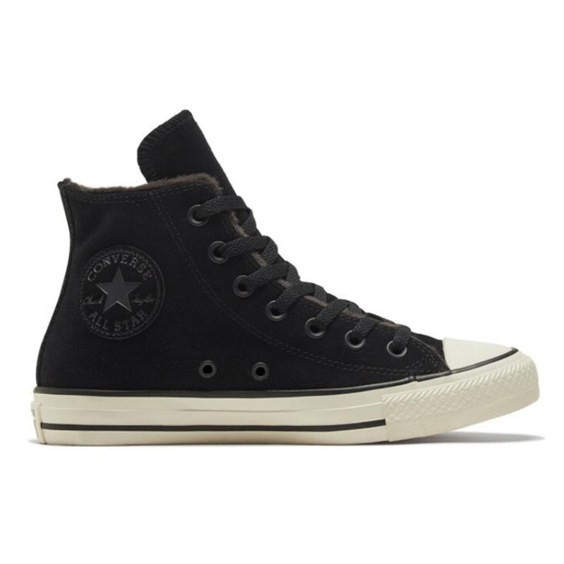 Converse Chuck Taylor All Star Круглый носок Шнуровка Нескользящая Износостойкая Обертывание Теплые Высокие парусиновые женские черные