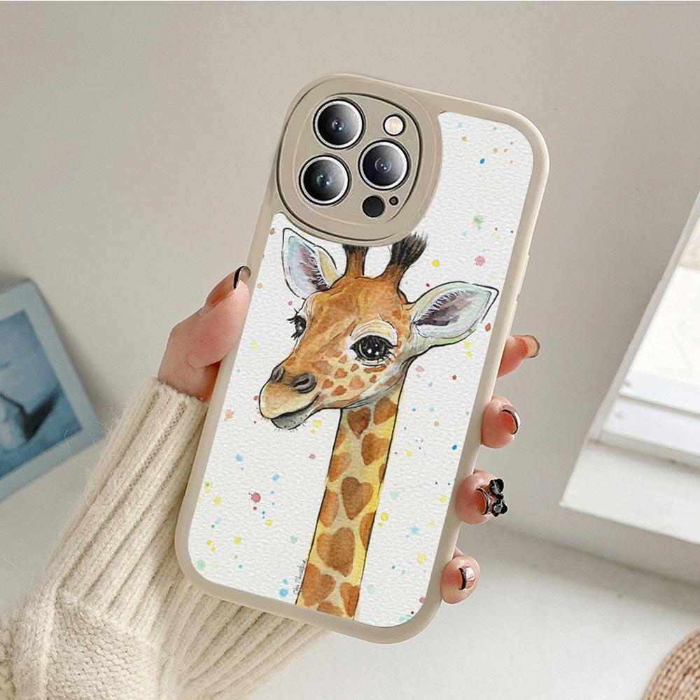 Чехол для телефона в стиле акварельной живописи жирафа для Iphone 14 13 11 12 Pro MAX 13 MiNi 7 8 plus X XS XR, защитные чехлы из овечьей кожи