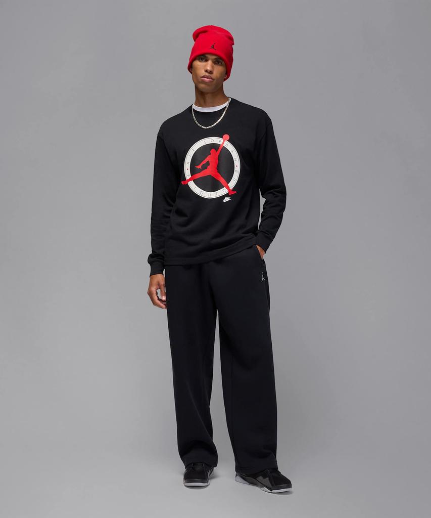 NIKE Jordan Flight Club Long Sleeve T-Shirt M - Black: University Red / If3010-010
