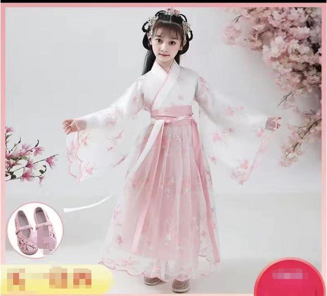 Девичье платье ханьфу: Супер Сказочная Принцесса Длинный Рукав Китайский Стиль на Осень/Зиму