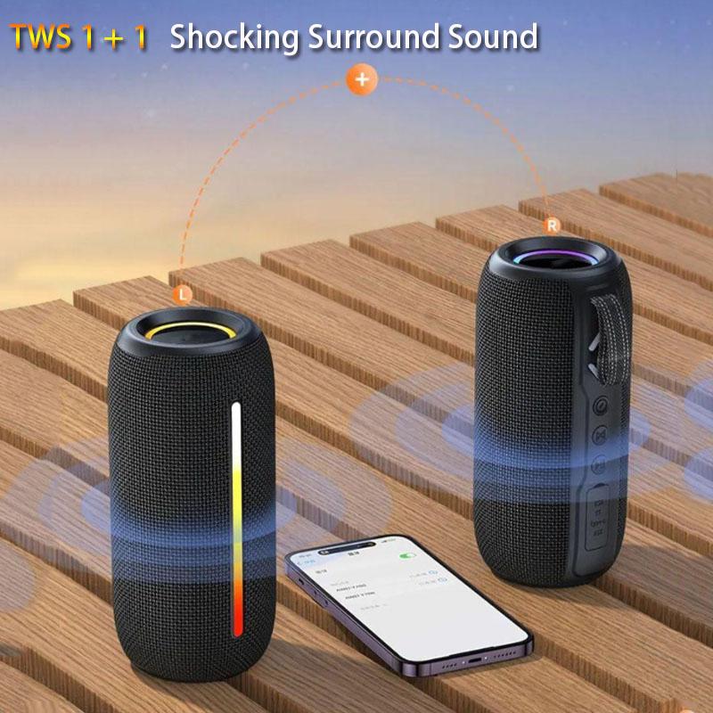 2400mAh Bluetooth Speaker LED Flashing Soundbar Portable Outdoor Sound Box Waterproof Loudspeaker Support TF Card