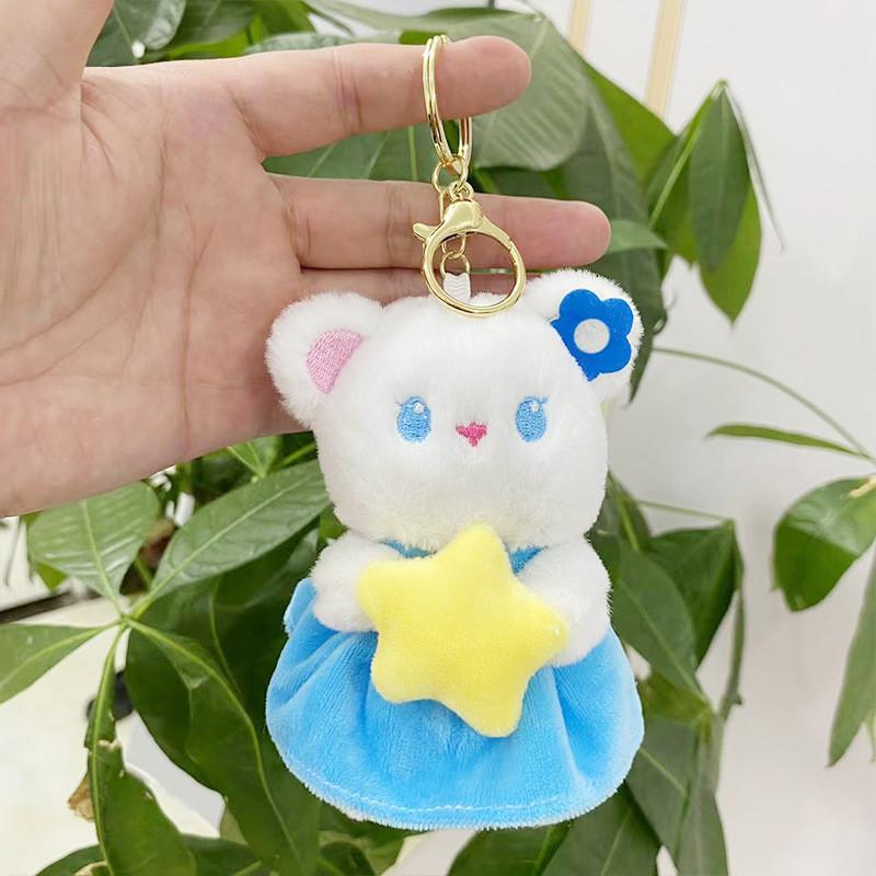 Cute Bear Cartoon Plush Toy Keychain With Short Fur For Kids And Gifts Adults