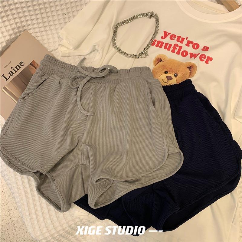 Спортивные шорты Ice Silk, женские летние, с высокой талией, корейская версия, свободные домашние пижамные штаны большого размера, широкие шорты