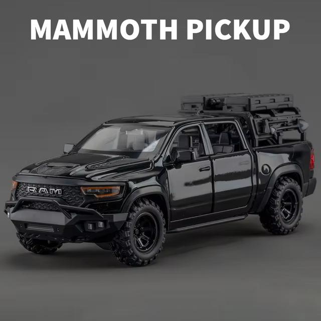 2025 Новый 1:32 Dodge RAM 1000 TRX Mammoth Picku Модель легкосплавного автомобиля со звуком и светом, детская игрушка для коллекционирования, подарок на день рождения