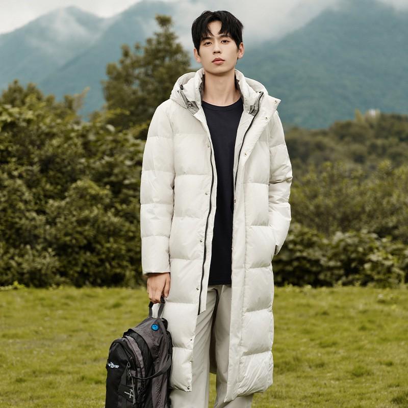Mens Long Hooded Down Coat 90% White Duck Winter Warm Parka Oversized Fit Cold Weather