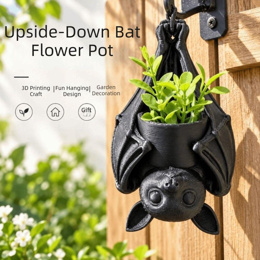 Plastic Bat-Shaped Flower Pot Gothic Style Hanging Bat Plant Pot Balcony Decor
