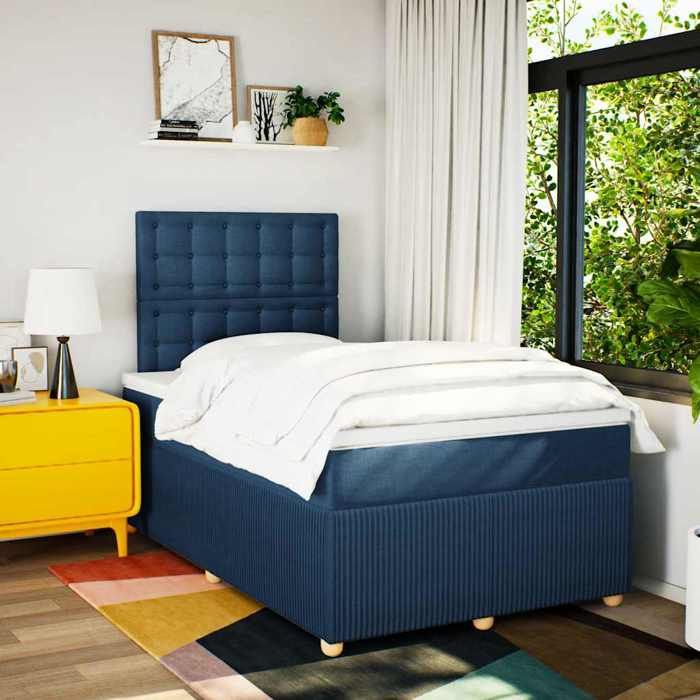 Maison Exclusive - Sommier à lattes de lit avec matelas bleu 120x190 cm tissu