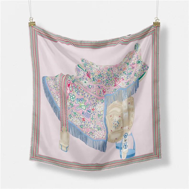 Luxury Print Silk Square Scarf Women Spring Neck Tie Shawl Wraps Female 53cm Hair Hand Wrist Headkercheif Hijab Bandana