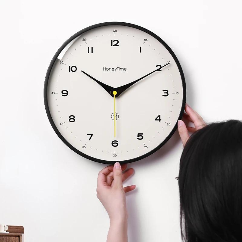 10/12 дюймов настенные часы в скандинавском европейском стиле, современный дизайн, скандинавские минималистичные бесшумные настенные часы для гостиной, кухни, домашнего декора