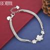925 Sterling Silver Snake Chain Flower Bracelet Wedding Jewelry