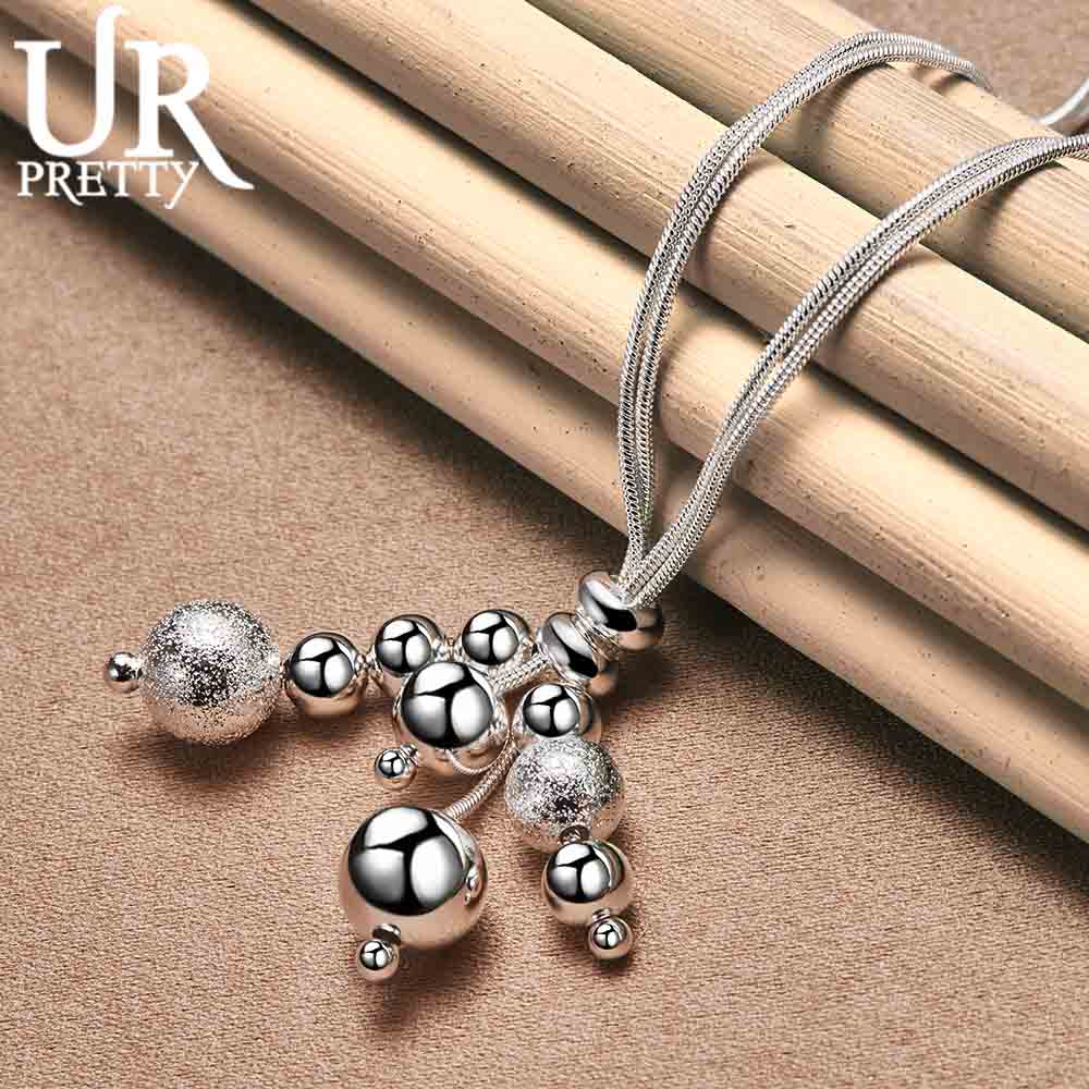 Двойная цепочка-змейка из стерлингового серебра 925 пробы с матовыми гладкими бусинами, модные свадебные украшения